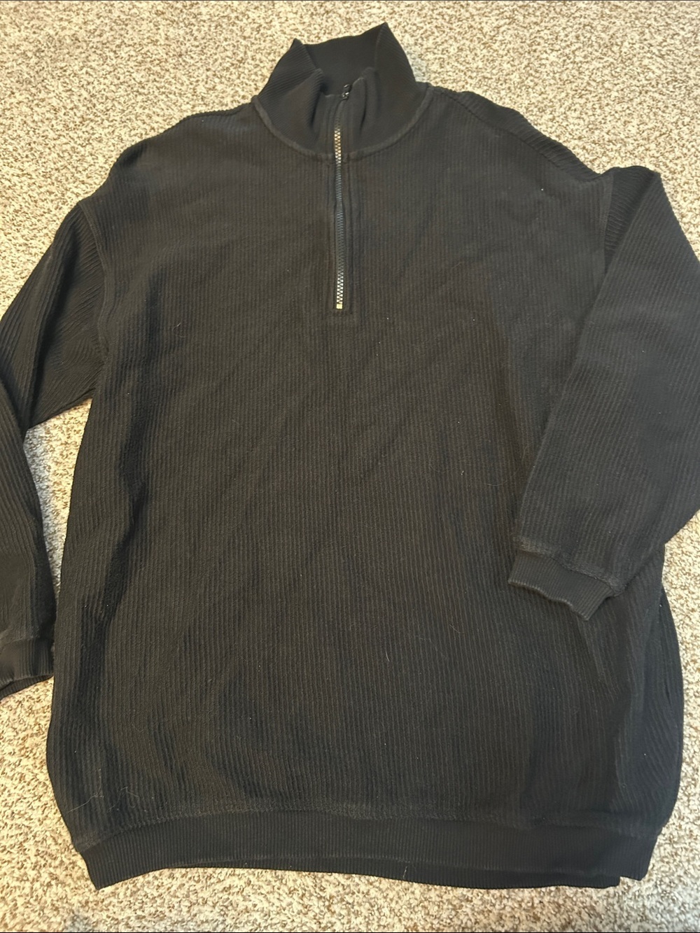 aerie Black Ribbed Half-Zip Sweatshirt